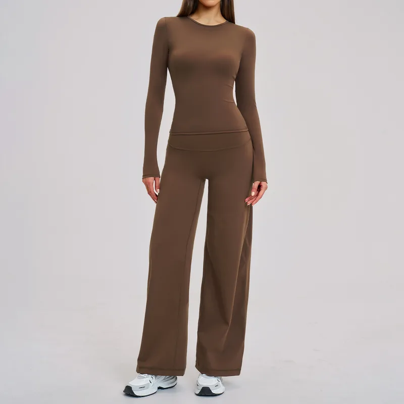 Women's Brushed Running Yoga Set Wide Leg Relaxed