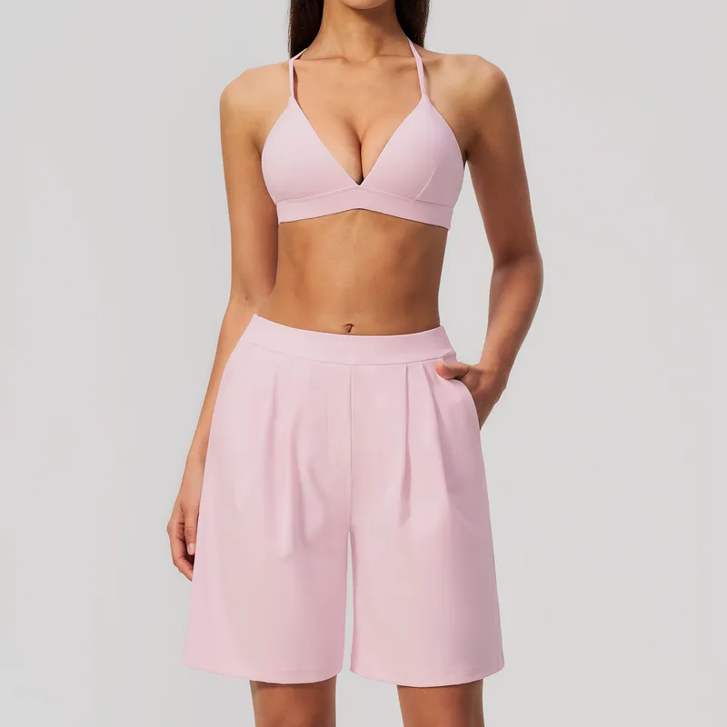 Women's Peach Butt Yoga Set V Neck Backless