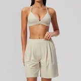 BS8793-3 · Oat Apricot Oat Apricot Women's Peach Butt Yoga Set V Neck Backless