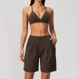 Espresso Black Women's Peach Butt Yoga Set V Neck Backless