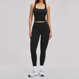 BS8819-2 · Jet Black Jet Black Women's Backless Running Fitness Yoga Activewear Set Fitted