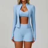 BS9300-4 · Blue Blue Bare Feel Women's Yoga Set 3 Piece Backless