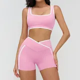 Sakra Pink Women's Running Yoga Activewear Set Bare Feel Fitted