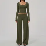 BS9599-3 · Olive Green Olive Green Women's Brushed Yoga Set Quick Dry Breathable Slimming