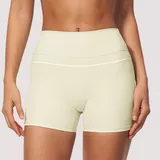 BS9615-1 · Cream Almond Cream Almond High Stretch Women's Yoga Workout Shorts High Waist