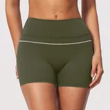 Olive Green High Stretch Women's Yoga Workout Shorts High Waist