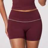 Burgundy High Stretch Women's Yoga Workout Shorts High Waist