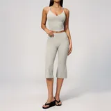 Pearl Grey Women's Slimming Workout Fitness Yoga Activewear Set Fitted