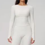 Pearl Grey Women's Running Long Sleeve Top Long Sleeve Brushed