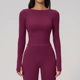 BT2551-3 · Dark Purple Red Dark Purple Red Women's Running Long Sleeve Top Long Sleeve Brushed