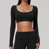 BT9599-2 · Jet Black Jet Black Women's Brushed Long Sleeve Top Long Sleeve Stretch