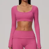 Berry Rose Women's Brushed Long Sleeve Top Long Sleeve Stretch