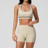 Rice Apricot Women's Fitted Fitness Yoga Activewear Set Butt Lifting