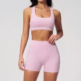 Sakra Pink Women's Fitted Fitness Yoga Activewear Set Butt Lifting
