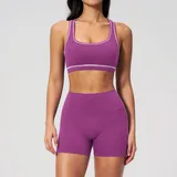 GS2036-5 · Mulberry Purple Mulberry Purple Women's Fitted Fitness Yoga Activewear Set Butt Lifting
