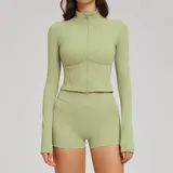 Bean Paste Green Women's Running Fitness Yoga Activewear Set Bare Feel
