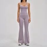 Hyacinth Purple Women's Running Pilates Yoga Set Cross Back Backless