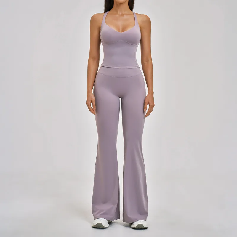 Women's Running Pilates Yoga Set Cross Back Backless