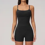 GS2551-2 · Jet Black Jet Black Women's Brushed Supportive Fitness Yoga Activewear Set Tank