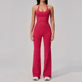 GS2557-3 · Vivid Red Vivid Red Women's Seamless Ribbed Fitness Yoga Activewear Set Backless