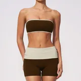 Espresso Black Women's Yoga Set Butt Lifting Fitness Tummy Control