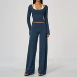 Teal Blue & Yellow Yoga Set High Stretch Running Layered Breathable Fitted