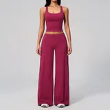 Rouge Red Women's Brushed Yoga Activewear Set Low Rise Fitted