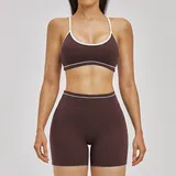 Espresso Black Women's Backless Fitness Yoga Activewear Set Bare Feel
