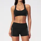 GS3588-2 · Jet Black Jet Black Fitted Fitness Yoga Activewear Set Butt Lifting Women's