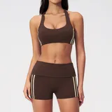 Espresso Black Fitted Fitness Yoga Activewear Set Butt Lifting Women's