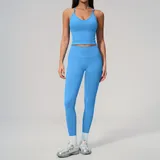 GS3597-1 · Lake Blue Lake Blue Women's Seamless Yoga Yoga Set Halter Neck Backless