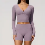 Lilac Women's Supportive Yoga Activewear Set Long Sleeve Brushed