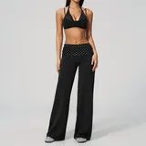 GS4549-3 · Black White Dot Black White Dot Women's Backless Layered Yoga Activewear Set 2 Piece