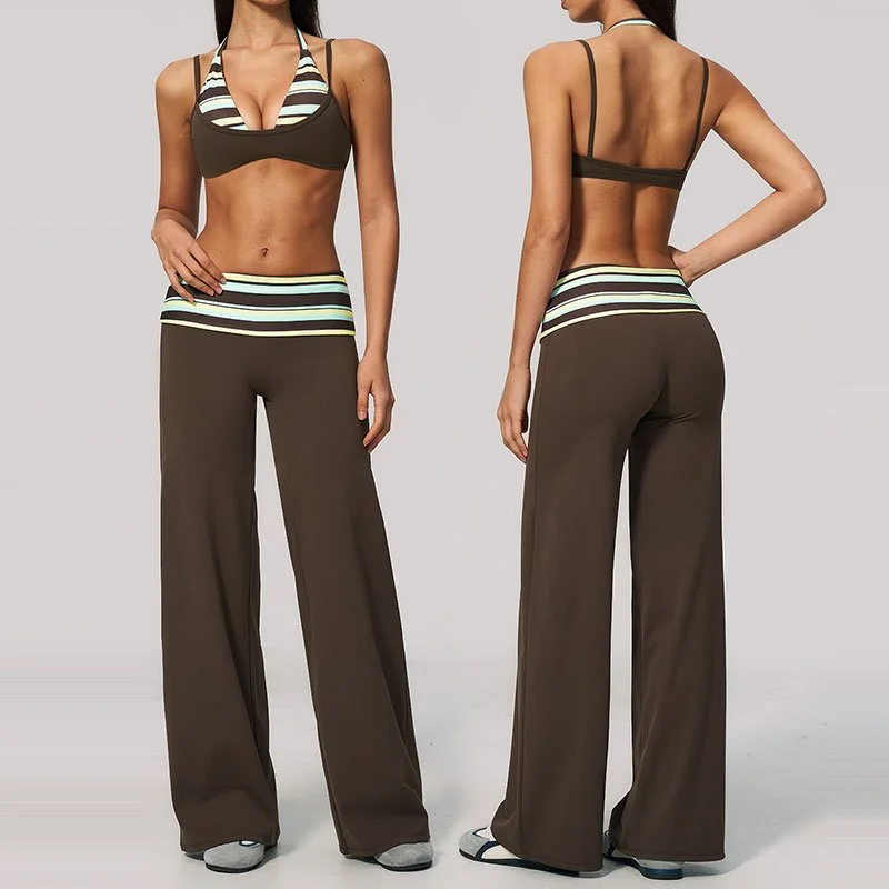 Women's Backless Layered Yoga Activewear Set 2 Piece