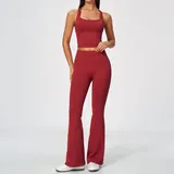 GS5112-1 · Frost Red Frost Red Women's Racerback Slimming Yoga Activewear Set Flared Fitted