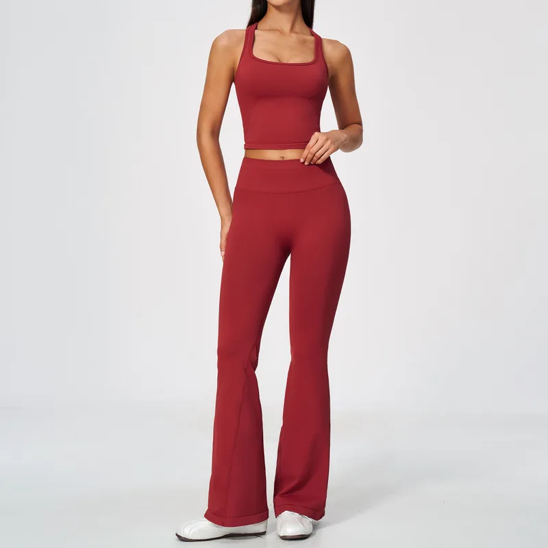 Women's Racerback Slimming Yoga Activewear Set Flared Fitted