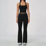 GS5112-2 · Jet Black Jet Black Women's Racerback Slimming Yoga Activewear Set Flared Fitted