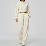 GS5555-1 · Cream White Cream White Women's Casual Hooded Fitness Yoga Activewear Set Relaxed