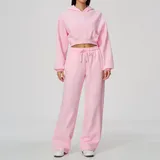 GS5555-3 · Falling Blossom Pink Falling Blossom Pink Women's Casual Hooded Fitness Yoga Activewear Set Relaxed