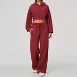 GS5555-4 · Cherry Red Cherry Red Women's Casual Hooded Fitness Yoga Activewear Set Relaxed