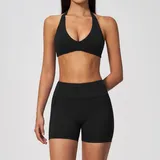 GS5575-2 · Jet Black Jet Black Women's Yoga Set Tummy Control Halter Neck Backless