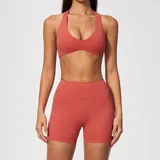 Apple Red Women's Yoga Set Tummy Control Halter Neck Backless
