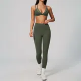 GS6116-1 · Moss Green Moss Green Casual Running Women's Yoga Activewear Set Layered