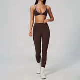 Dark Brown Casual Running Women's Yoga Activewear Set Layered
