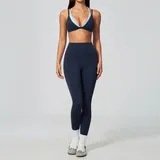 Deep Well Blue Casual Running Women's Yoga Activewear Set Layered