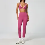Strawberry Pink Casual Running Women's Yoga Activewear Set Layered