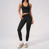 GS7655-2 · Jet Black Jet Black Women's Running Training Yoga Activewear Set 2 Piece