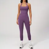GS7790-1 · Misty Purple Misty Purple Women's Seamless Backless Yoga Activewear Set Tank Fitted