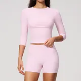 GS8455-1 · Falling Blossom Pink Falling Blossom Pink Women's Fitness Outdoor Performance Yoga Activewear Set Fitted