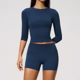 GS8455-3 · Badge Blue Badge Blue Women's Fitness Outdoor Performance Yoga Activewear Set Fitted